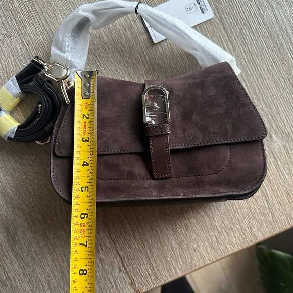 NWT FURLA Made in Italy Flow Tote Bag Crossbody Suede Brown Coach Tory Burch - Picture 10 of 11